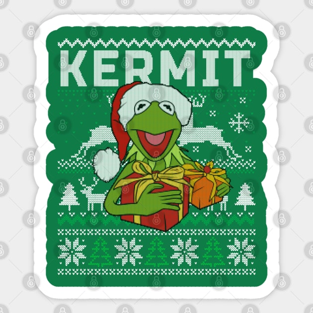 Kermit Christmas Ugly sweater Sticker by OniSide